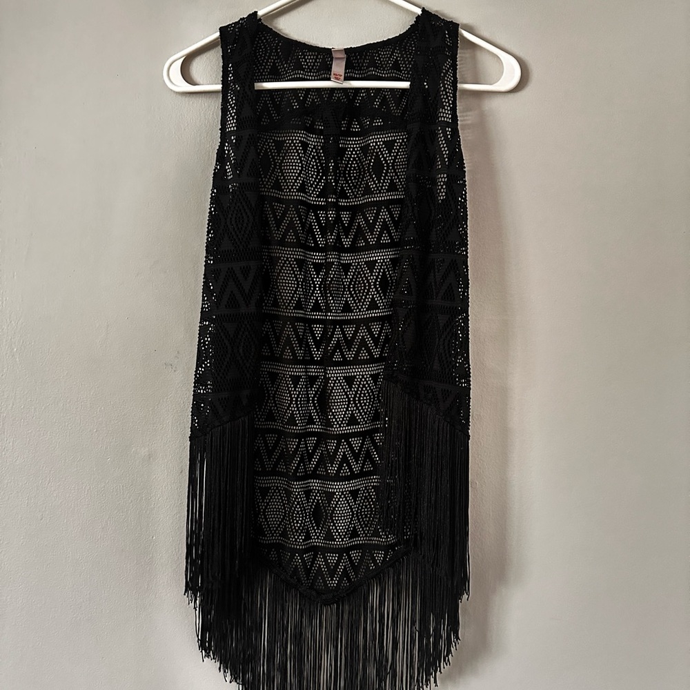 Festival Black Fringe Vest